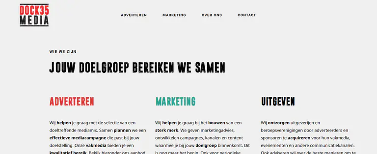 Projectbeeld van Dock35 publishing software