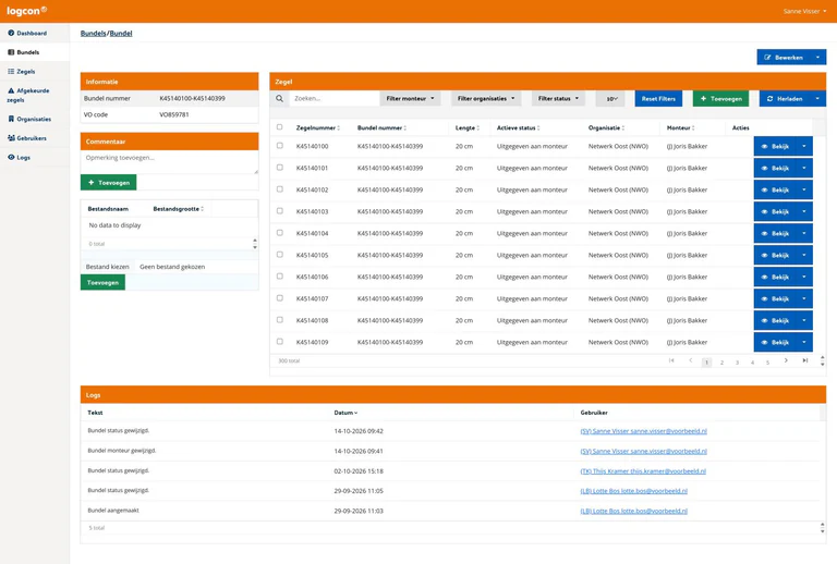 Projectbeeld van Zegelregistratiesysteem LogCon