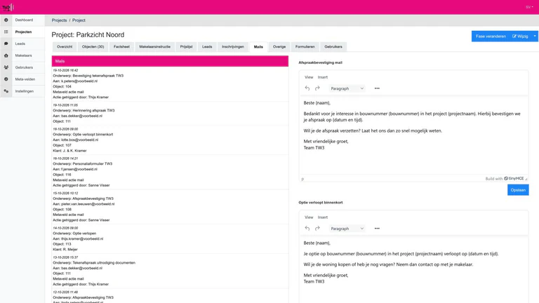 Projectbeeld van TW3 portaal